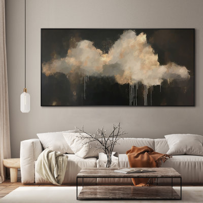 Très grande reproduction d'art sur toile - Nuage abstrait moderne orné d'illustrations décoratives pour le salon ou la chambre à coucher - «Assemblage requis du cadre (cadre non fini)»