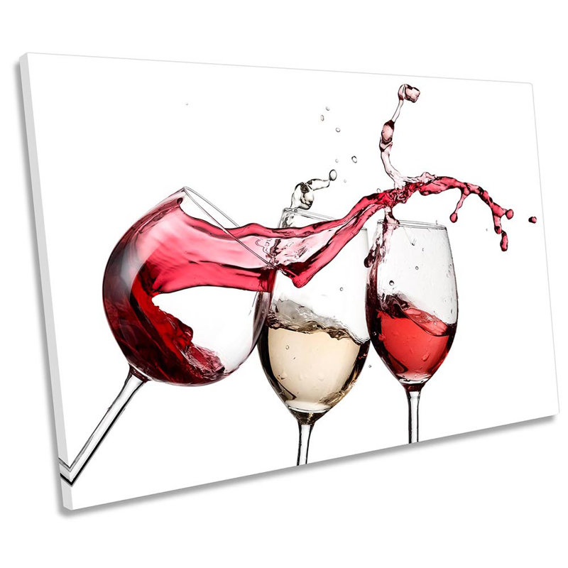 Three Wine Glasses Kitchen - Wrapped Canvas Print, 91.4cm H x 137.2cm W