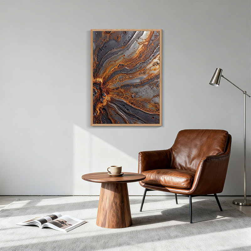 Art mural sur toile tourbillonnant gris foncé et orange, 48"H x 36"W