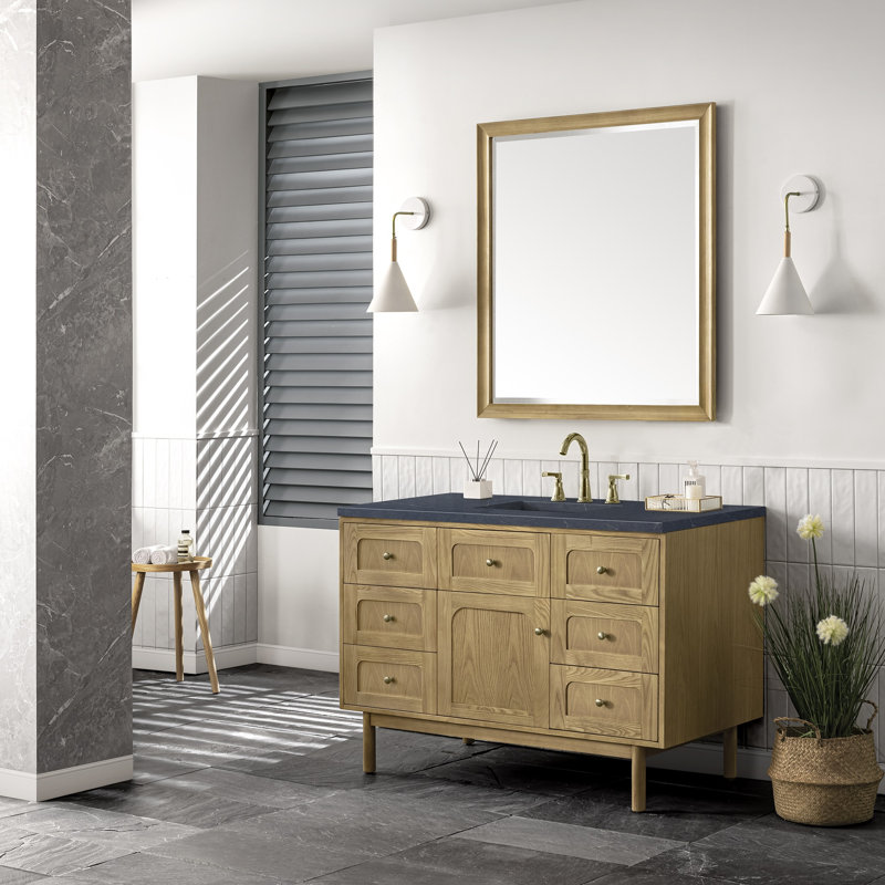 Laurent 48'' W Single Vanity, Parisien Bleu, 8" Widespread, Honey Brown