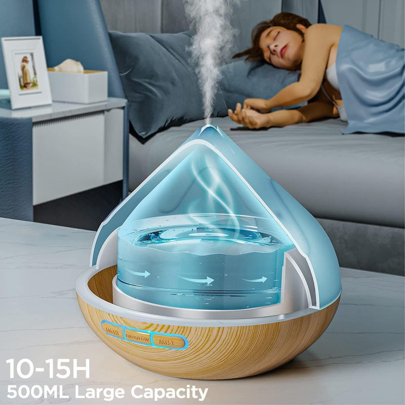 500 ML Light Brown and White Essential Oil Diffuser with Remote Control