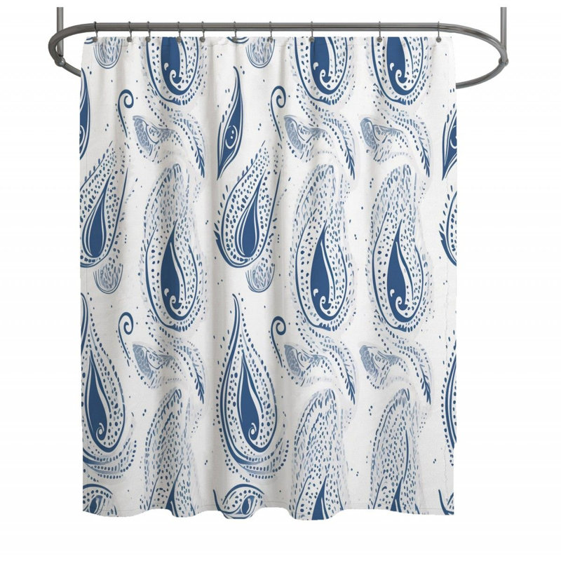 Rideau de douche à motif cachemire - Décoration de salle de bain abstraite, H 73 po x l 70 po