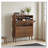 Shoe Cabinet, 31.5-Inch Walnut Shoe Storage Cabinet,, Fence Shoe Cabinet With 2 Flip Drawers