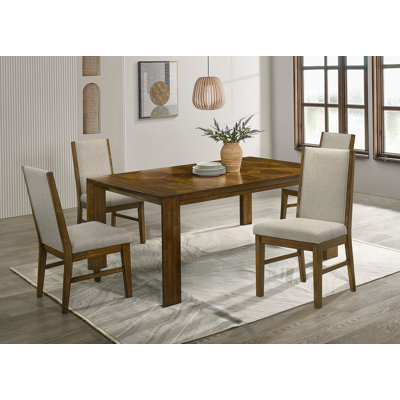 5 pièces Table de salle à manger rectangulaire en bois massif fabriqué à la main