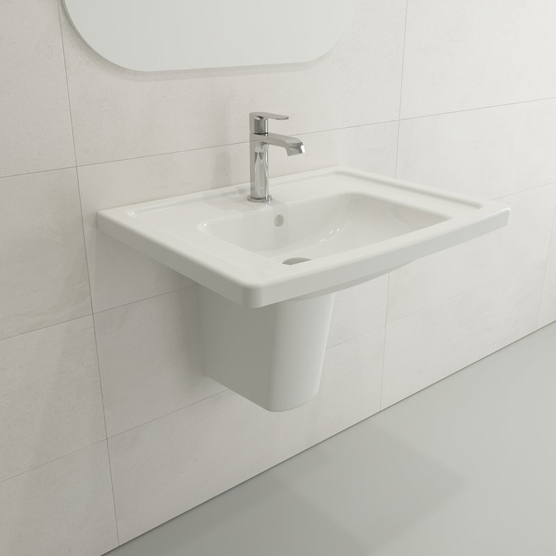 Taormina 26'' L Bathroom Sink, White, Single-Hole