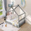 Lit, bois maison, gris-584803162