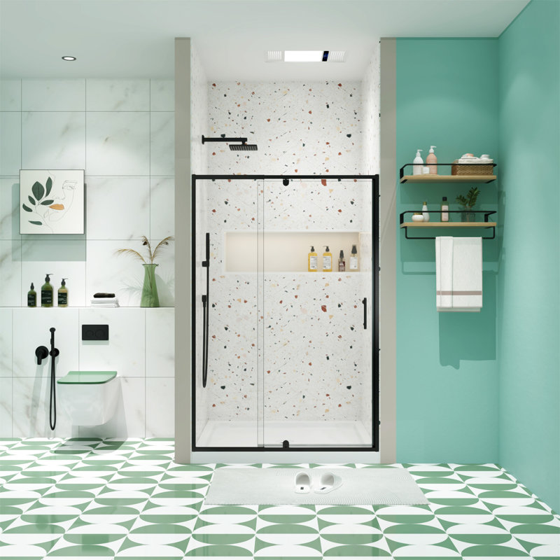 Porte de douche en verre pivotante l 50 à 54 po x H 71 po Piovt