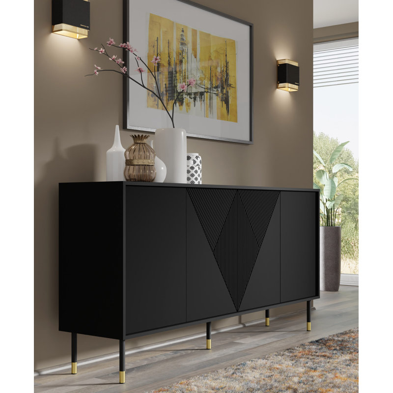 Baldemar 180cm W Chest of Drawers, Black