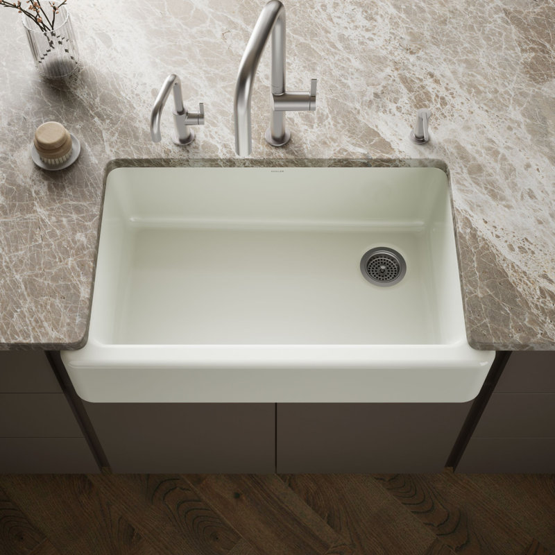 Whitehaven® Self-Trimming 36" L x 22" W Farmhouse Kitchen Sink, Indigo Blue