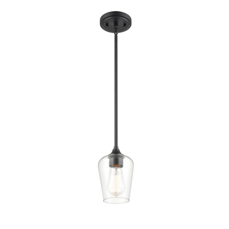 1 lumière 5 po Mini-luminaire suspendu en nickel satiné, Noir mat
