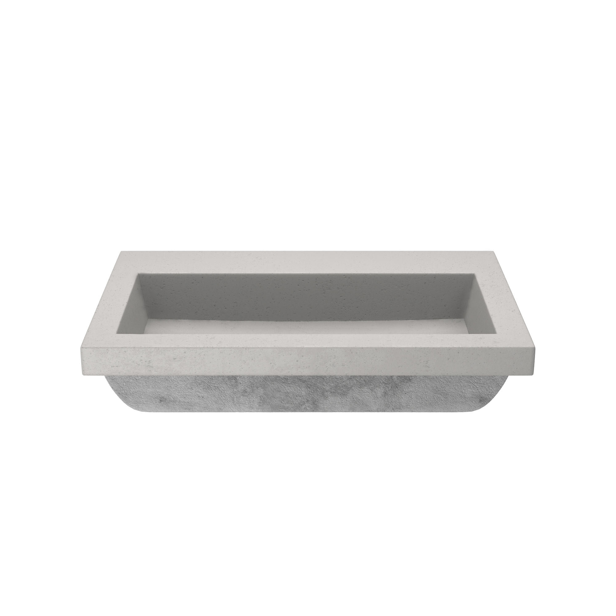 Trough Handmade Rectangular Drop-In Bathroom Sink, Ash, No Faucet Hole