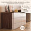 Coiffeuse à maquillage extensible facile à installer avec commode 6 tiroirs, coiffeuse réglable et réversible de 51 à 91 po avec placage noyer et gris kaki-175060026