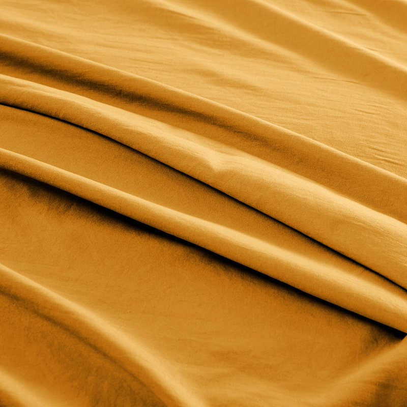 Kiranjot Microfibre 200 TC Reversible Modern & Contemporary Duvet Cover Set With Pillow Cases, 137cm x 200cm, Mustard/Ocher