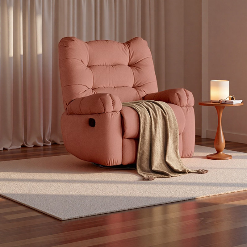 Élégant fauteuil inclinable capitonné avec pivot, Rose