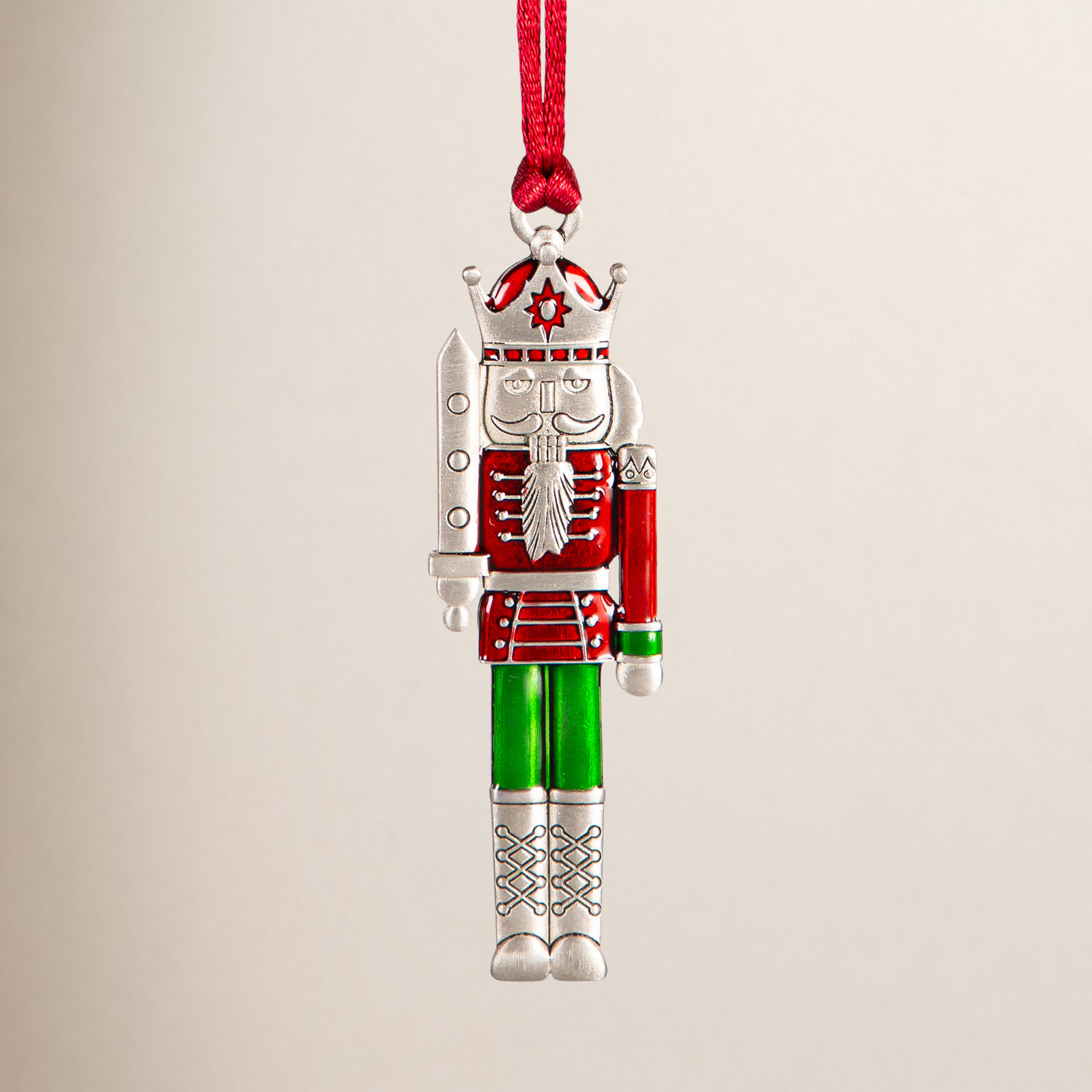 Solid Pewter Christmas Tree Ornament - Nutcracker