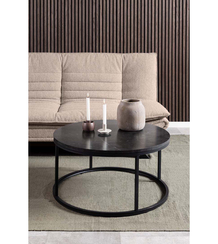 Luitgard Frame Coffee Table with Storage, Black marble