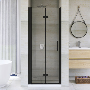 32 "X 72" Aluminum Frame Bifold  Shower Door In Matte Black Finish