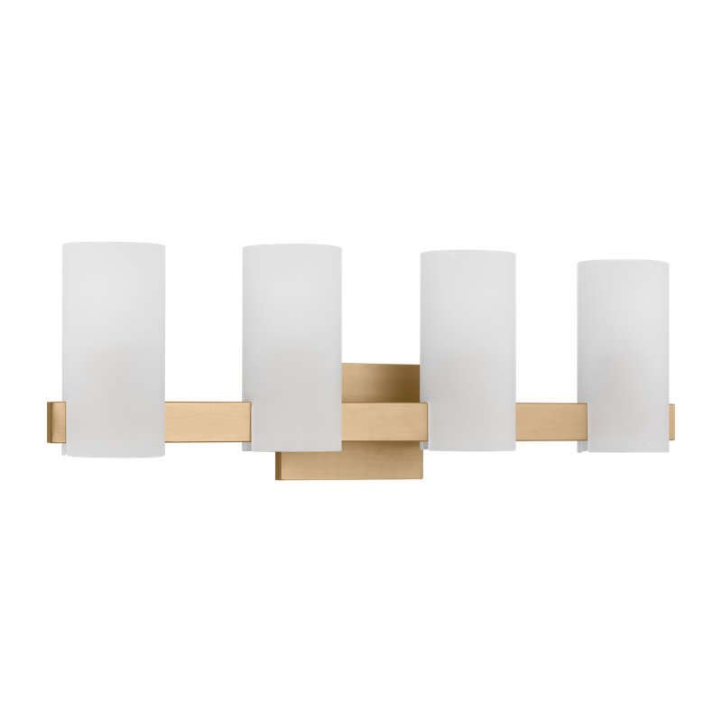 Rhode Satin Brass 4-Light Vanity with Etched Glass Shades