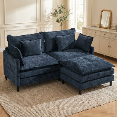 75" L Shape Oversized Modular Sectional Sofa with Ottoman