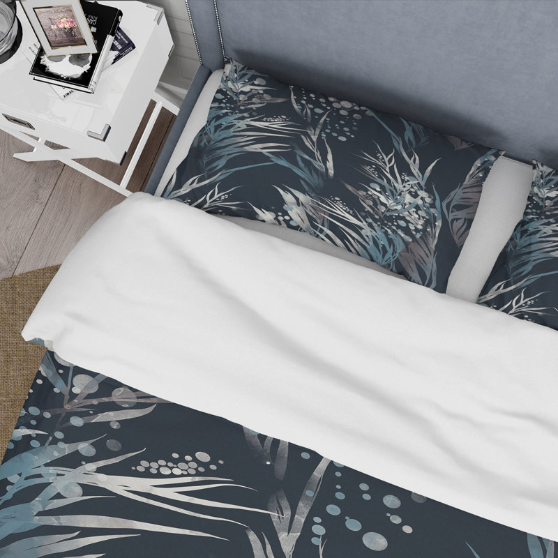 Ensemble de housse de couette en microfibre noir / bleu, Housse de couette simple + 1 taie décorative stan