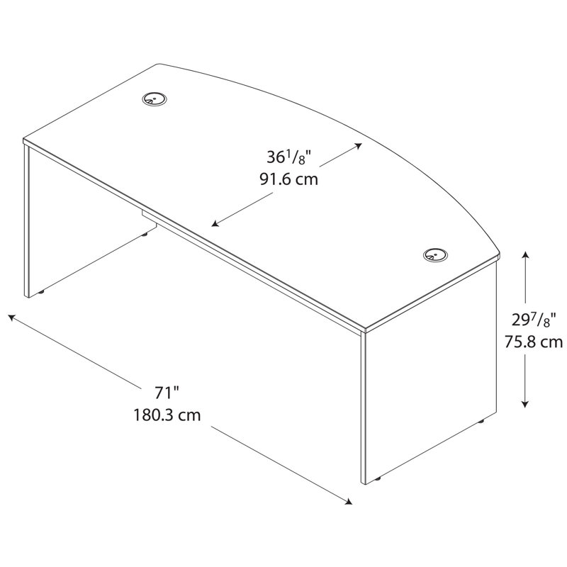 Bureau de direction Series C, Cerise mocha, H 30 po x l 71 po x P 36 po
