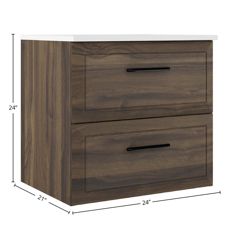 Meuble-lavabo simple Gosman, L 24 po, Marron foncé