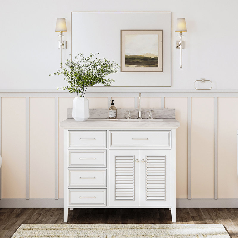 Ensemble de meuble-lavabo simple moderne de 43 po Bodhin, Blanc, Droite
