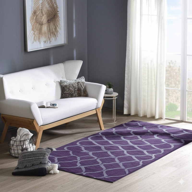 Hand Tufted Wool Area Rug in Black, Black