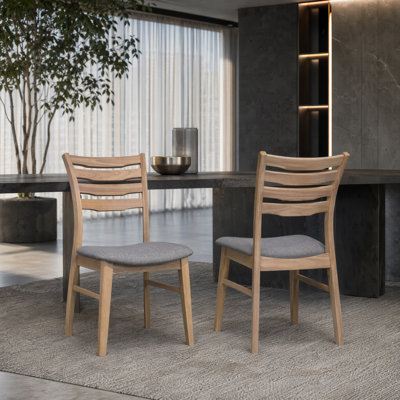 Upholstered Solid Wood Ladder-Back Dining Chair