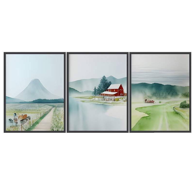 3 - Pieces, 16" H x 36" W, Black