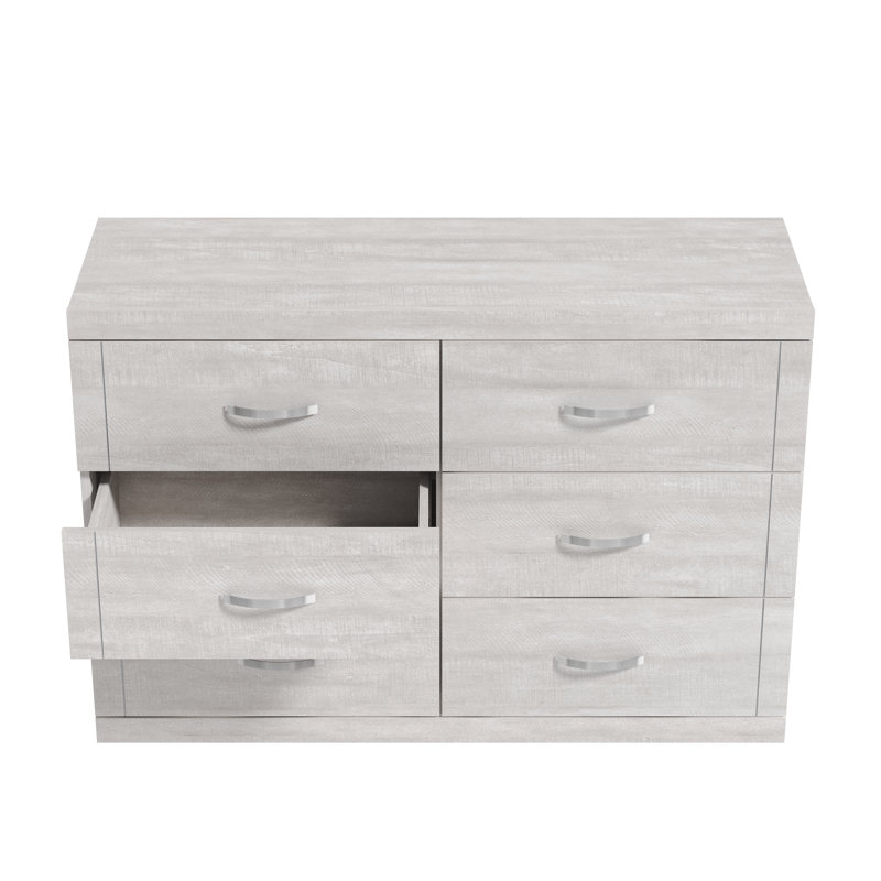 Avigail 6 Drawer 46.45'' W Double Dresser, Dusty Gray Oak