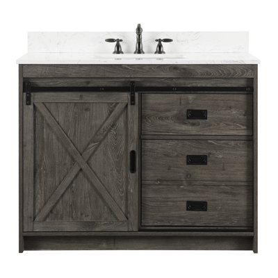 Jillian 42" W Free-Standing Manufactured Wood Single Vanity with Engineered Stone Top 