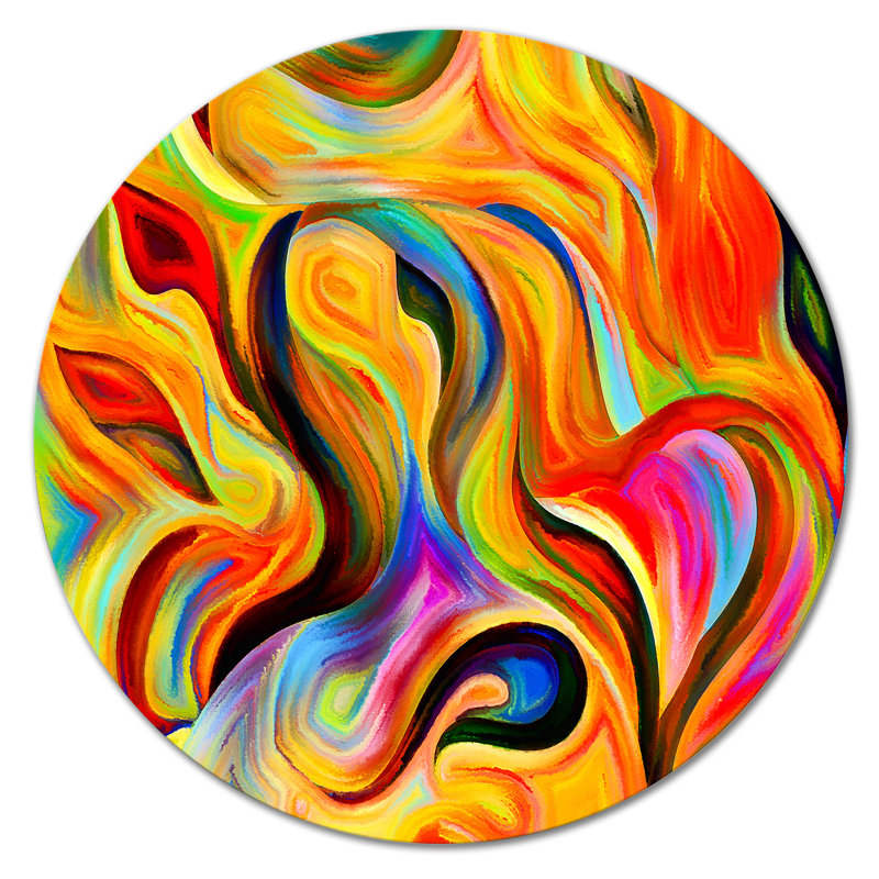Shape Abstractions en rouge, jaune et noir - peinture sur métal sans cadre