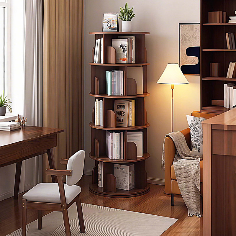 5 Tier Rotating Bookshelf, 360° Spinning Bookshelf, Rotating Bookshelf Tower for Bedroom, Living Room, Home, Office
