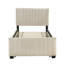 Lit plateforme tapissier simple en velours avec lit gigogne simple, beige-1368917658