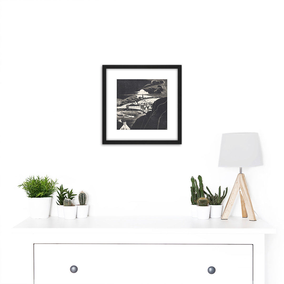 Bernard Essers Harbor Low Tide Ships Bw Seascape - Single Picture Frame Painting