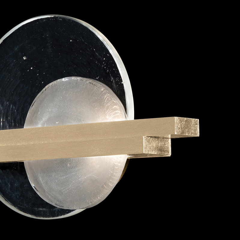 Selene Wrought Iron LED Flush Mounted Sconce, 12.75" H x 21" W x 3.75" D, Soft Gold