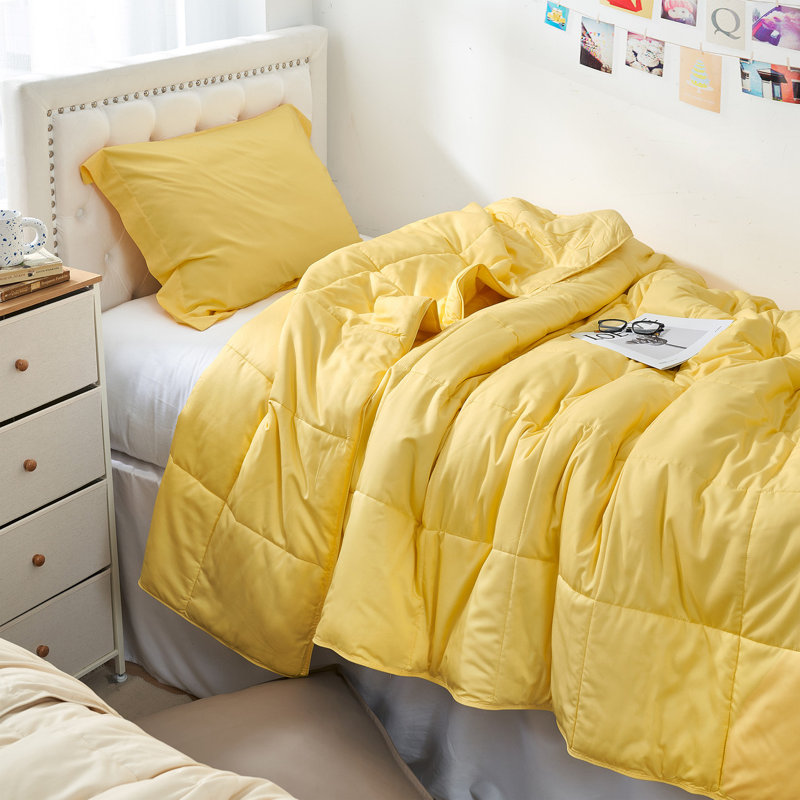 Menopleasing - Coma Inducer Oversized Cooling Comforter Set, Twin Extra Long Comforter + 1 Standard Sham, Yellow
