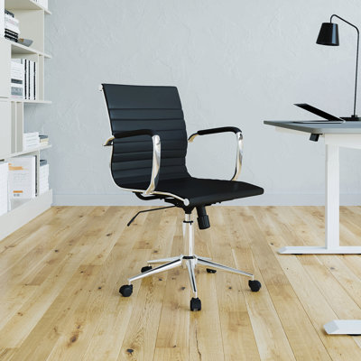 Fauteuil de direction moderne à dossier moyen, noir