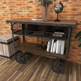 Black Metal Industrial Rolling Cart 3 Basket Drawers Console Table
