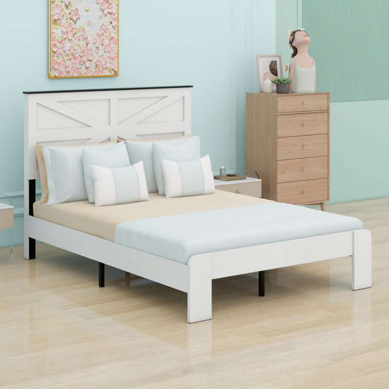 Base de lit plateforme en bois, Double