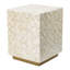 Tabouret 14 x 14 x 18 po, crème, en forme de losange, base en laiton, pièce décorative d'intérieur