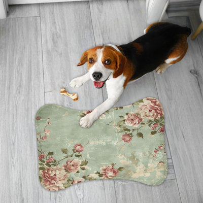 Timeless Sage Floral Prints - 1 Piece Bone Shape Feeding Mat