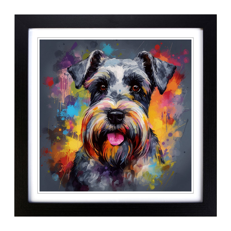 Schnauzer Expressionism No.1 - Single Picture Frame Print on Wood, Black