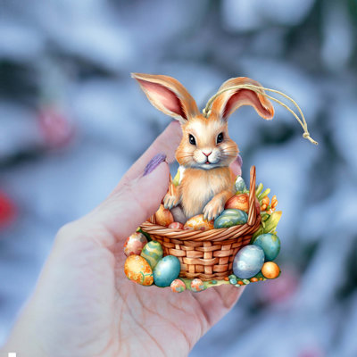 Easter Bunny Wooden Ornaments By G. Debrekht