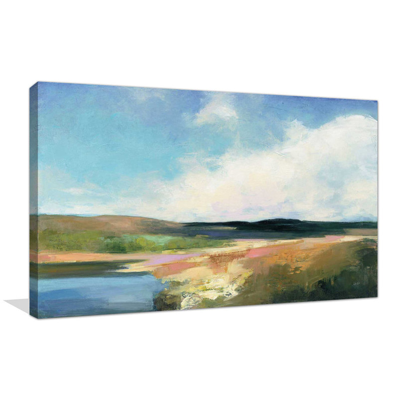 Aube, eau - peinture, Toile tendue, H 18 po x l 30 po x P 1 po