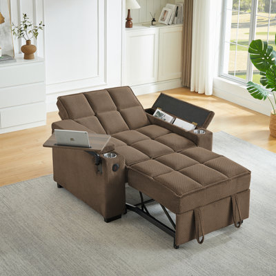 Fauteuil convertible Boneless convertible avec port USB, table d'appoint et porte-gobelets