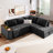 L Shaped Grey With Pull Out Bed And Functional Feature Concealed Storage Spaces