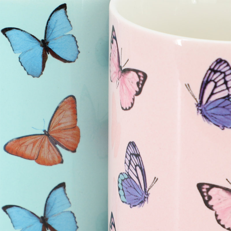 Ensemble de grandes tasses en grès 4 pièces Butterfly Pop