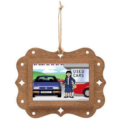 Personalized Car Sales Female Laser Cut, Wooden Christmas Ornament
